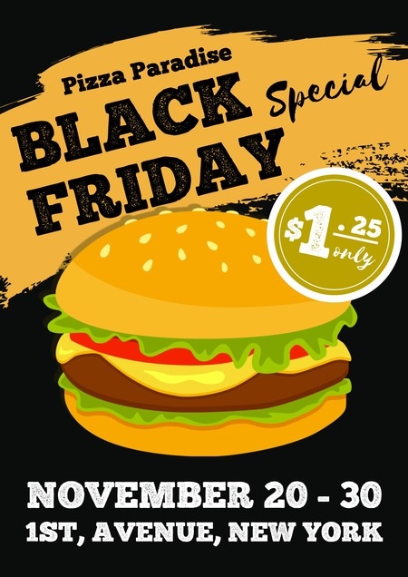 Black Friday Hamburger Sale Poster Ad