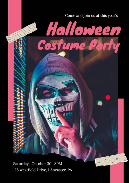 Black Halloween Costume Party Invitation Template