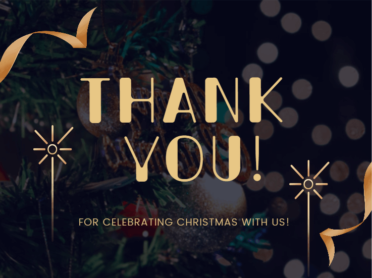 Black Thank You Christmas Card