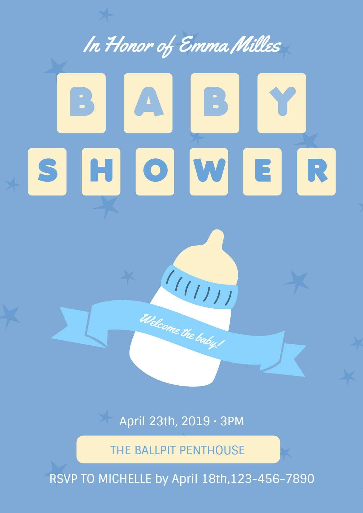 Blue Baby Shower Invitation Template