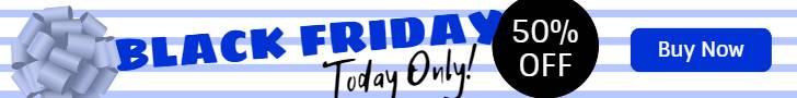 Blue Black Friday Sale Leaderboard Website Display Ad