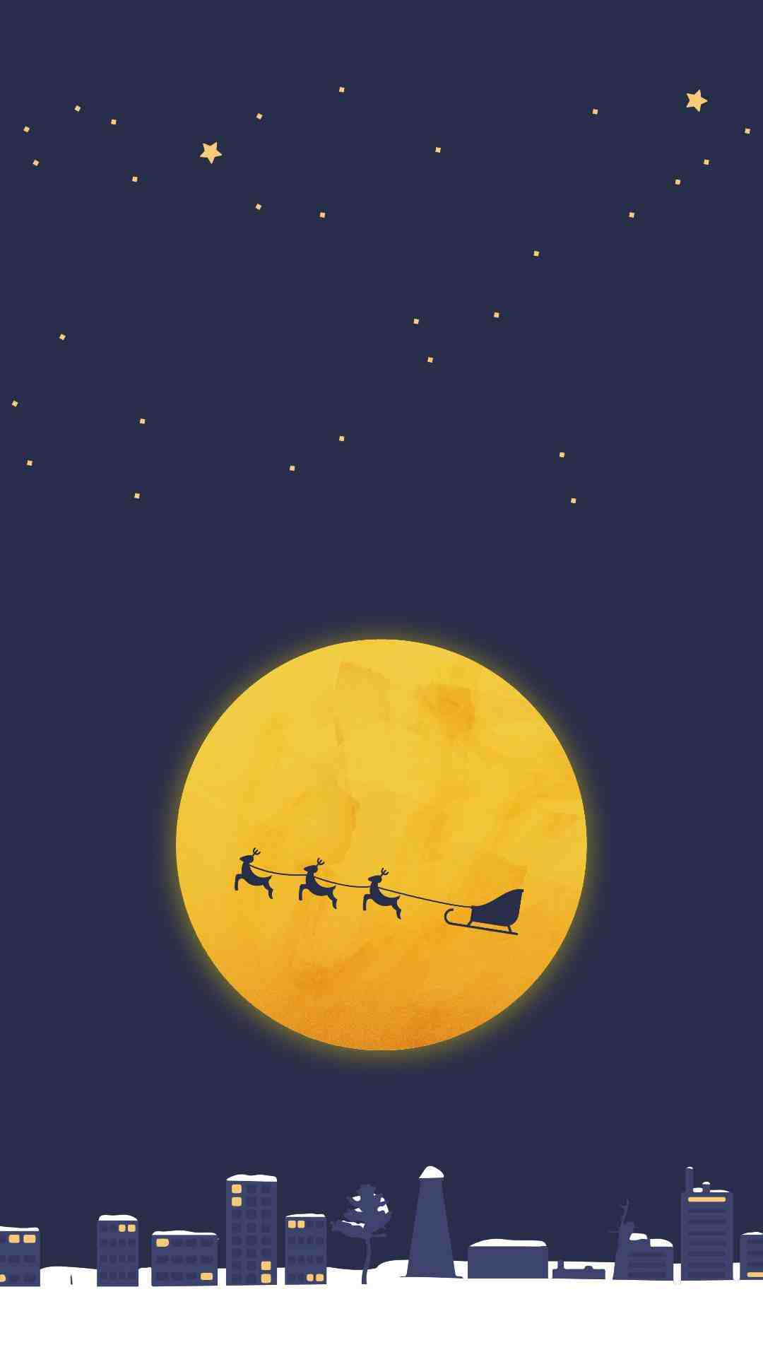 Blue Christmas Eve illustration Mobile Wallpaper