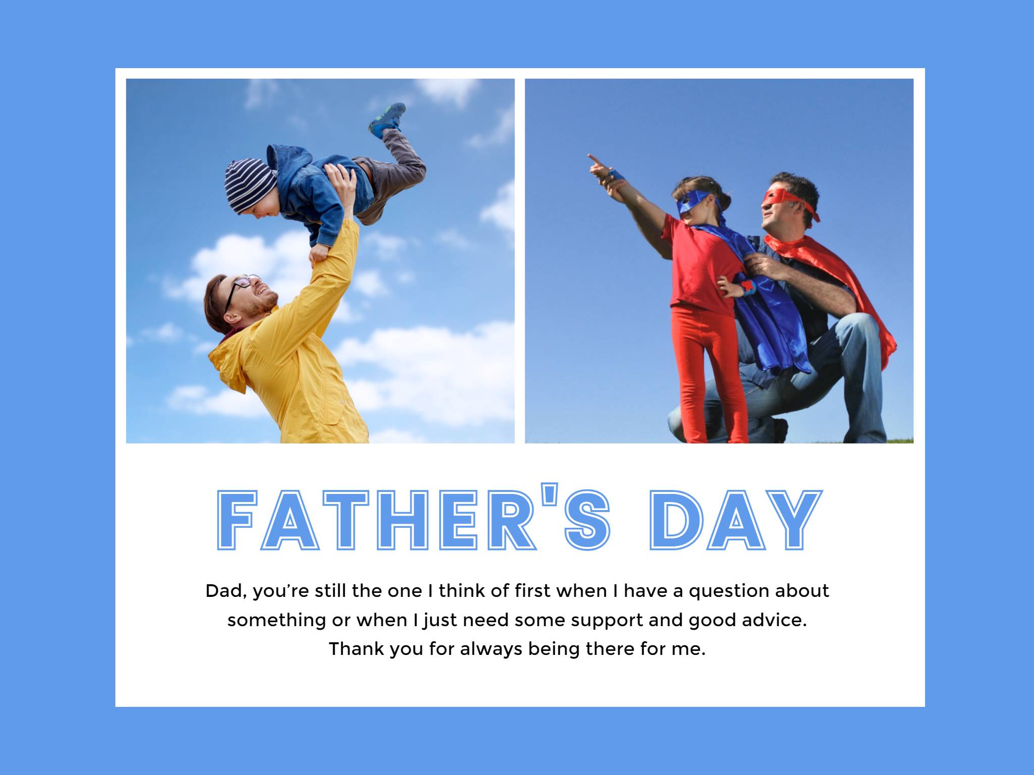 Blue Simple Clean Fathers Day Photo Collage