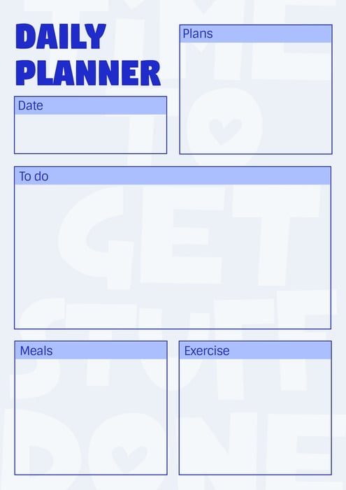 Blue Simple Daily Calendar Template