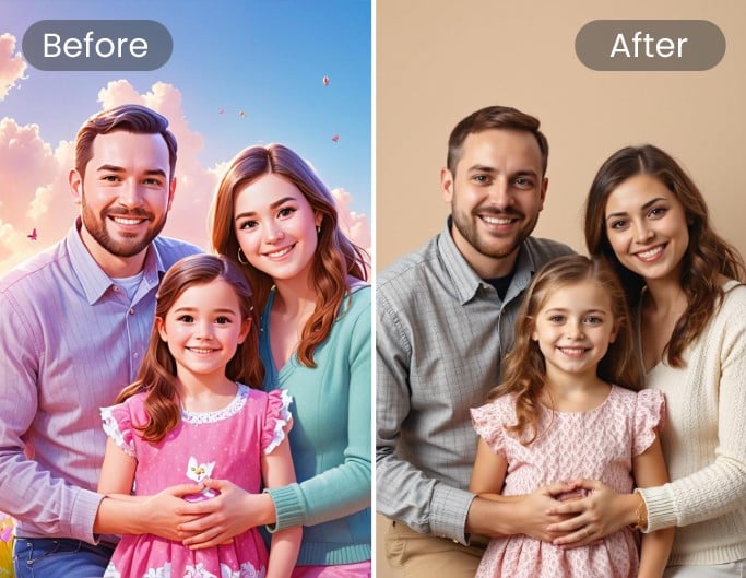 Cartoon Group Photo to Real