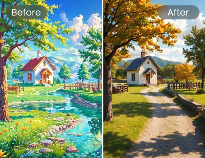 Cartoon Landscape to Real