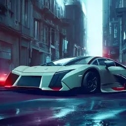 Fotor AIによって生成された通りの上のクールなシルバーカー