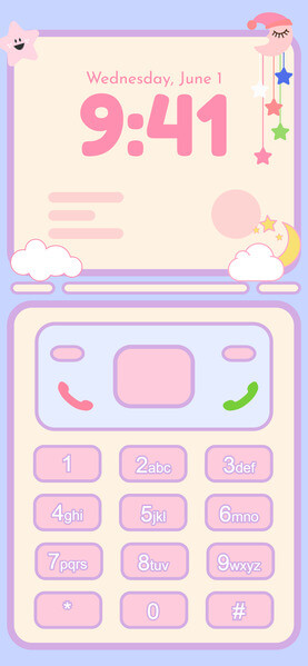 携帯電話画面のためのかわいい漫画ピンクの壁紙