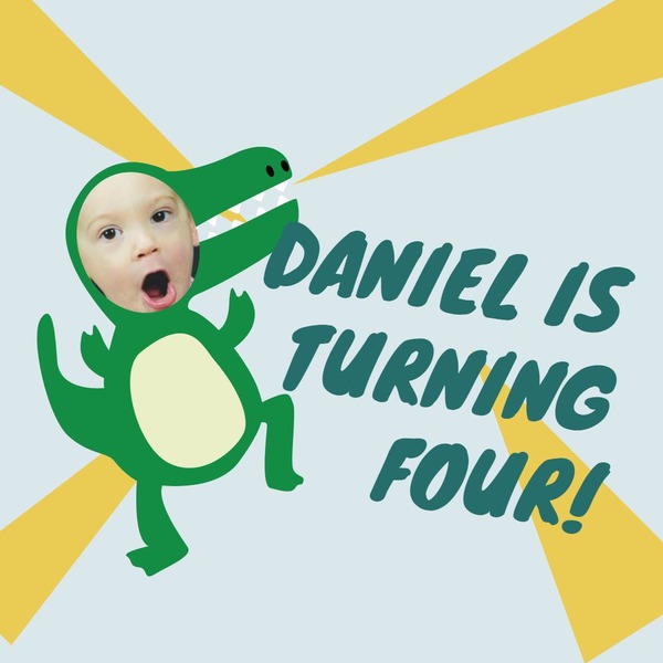 可愛い恐竜のある子供用の誕生日フレーム