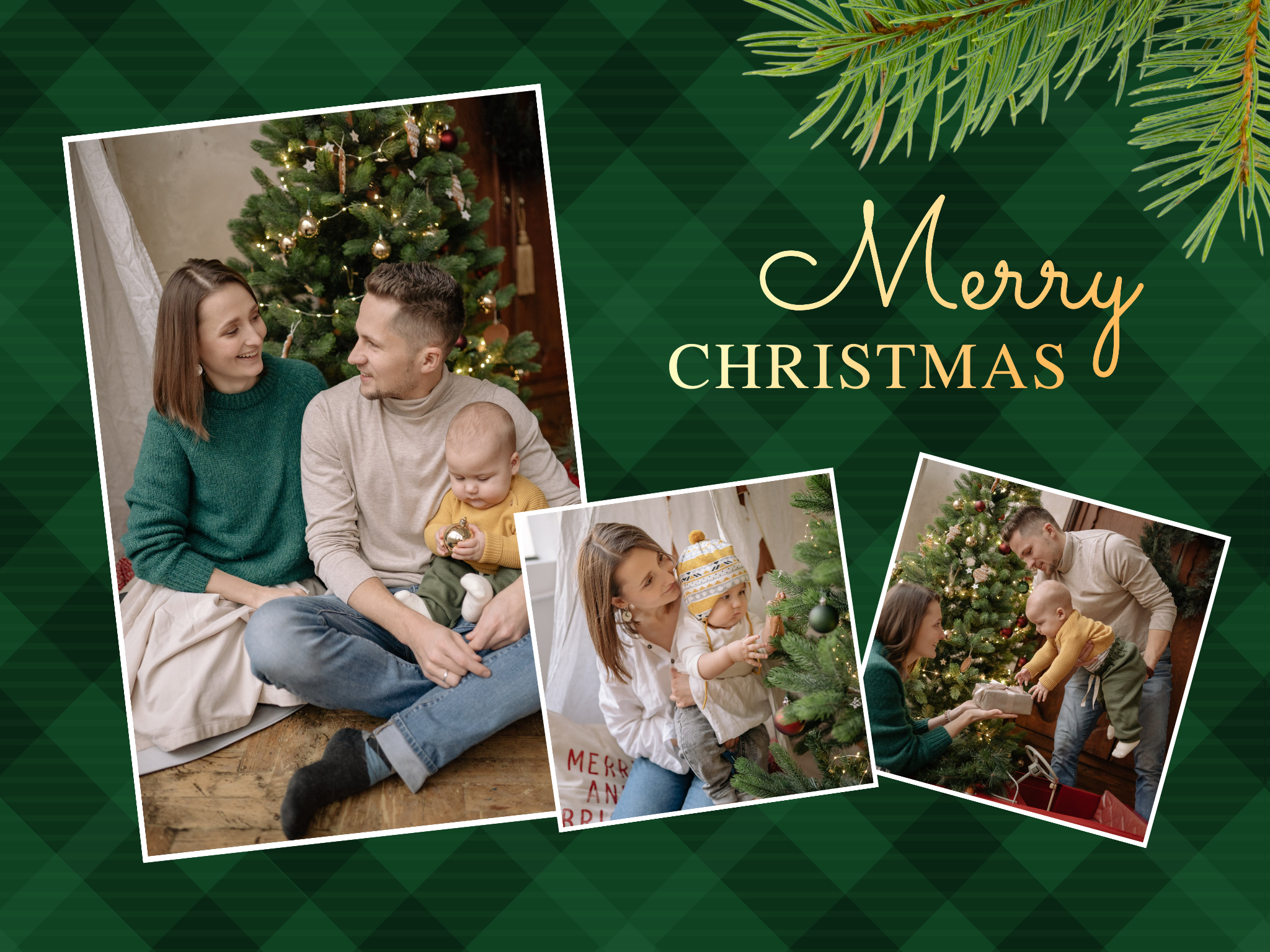 Dark Green Christmas Collage Card