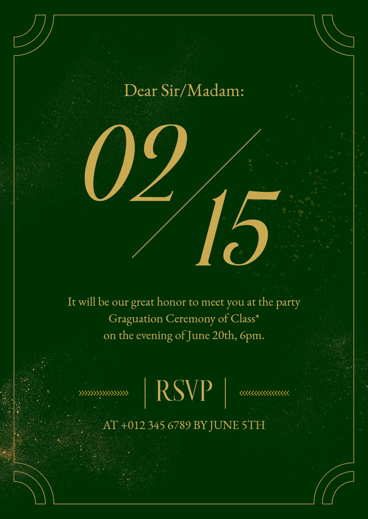 Verde Oscuro Classic Graduation Ceremony invitation of graduation invitation maker