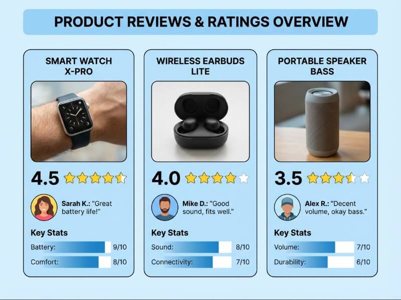 E commerce Product Review Statistics Chart