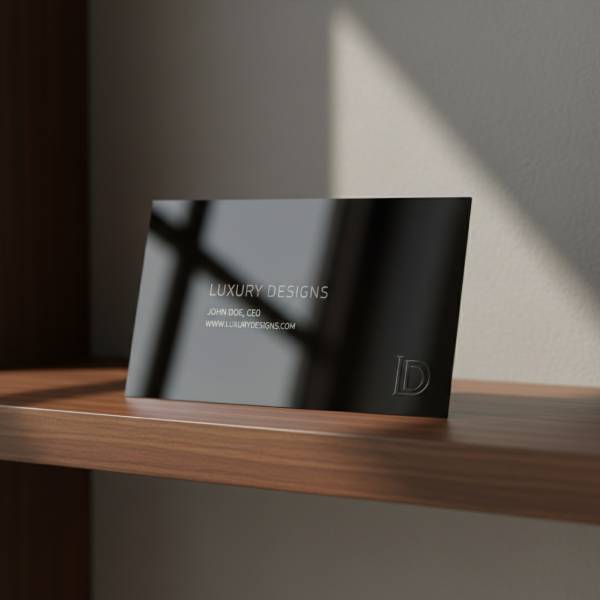 Glossy Black Card on Shelf