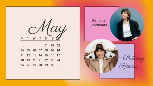 Gradient Orange Editable Photo Calendar Template