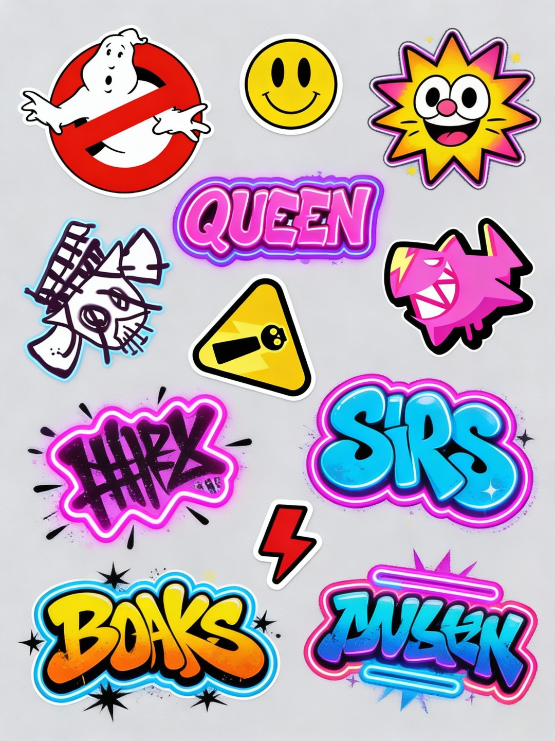 Planche de stickers Street Art graffiti