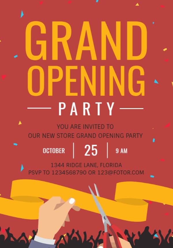 Grand Opening Invite in Red