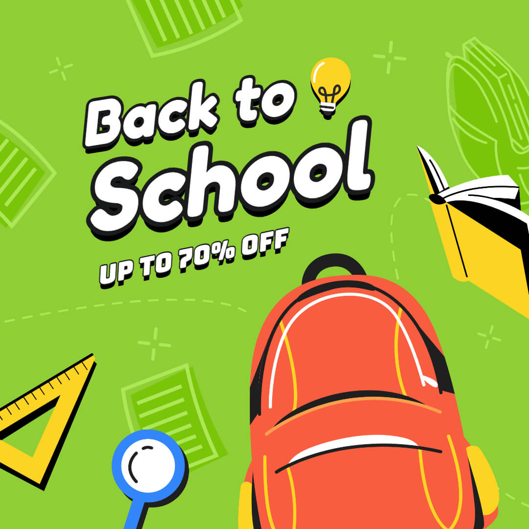 Green Cartoon Back To School Sale Instagram Post