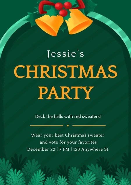 Green Christmas Party Invitation