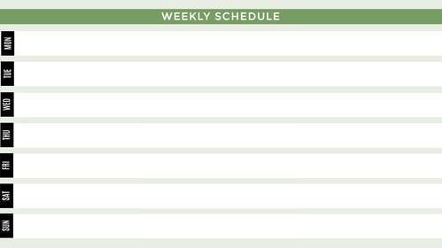 Green Simple Printable Weekly Calendar Template