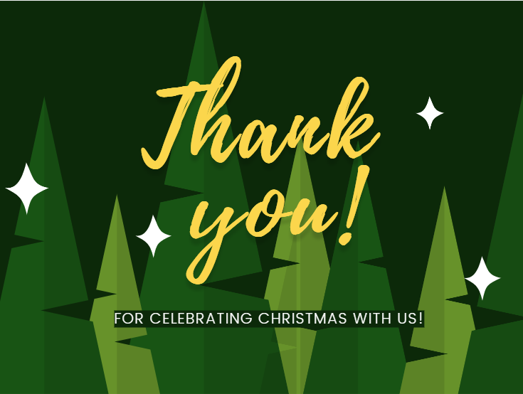 Green Thank You Christmas Card