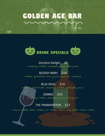 Halloween Bar Menu Template