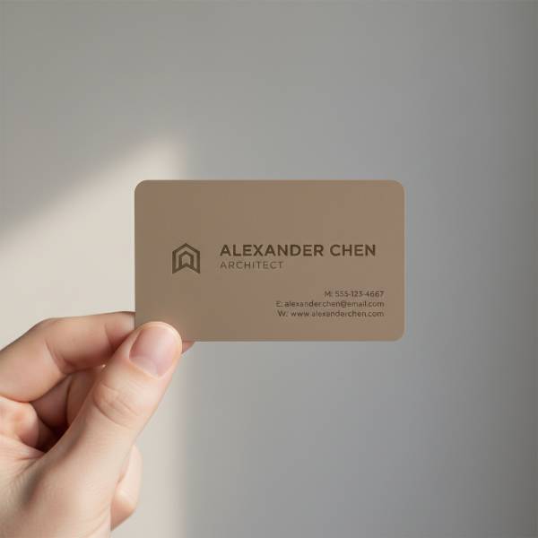 Hand Holding Brown Card