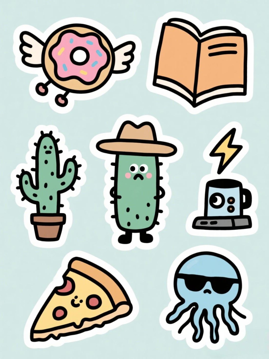 Planche de stickers croquis fait main