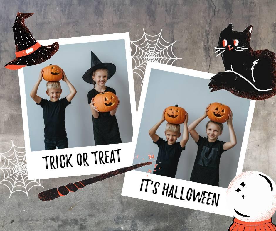 Fröhliche Halloween-Kinderfreunde-Collage Facebook-Beitragsvorlage