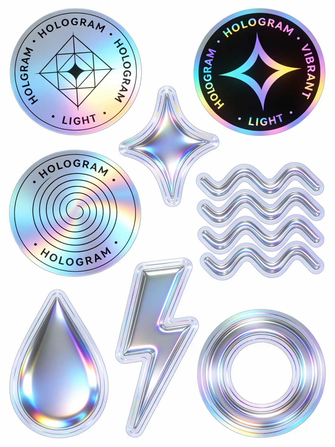 Planche de stickers holographique