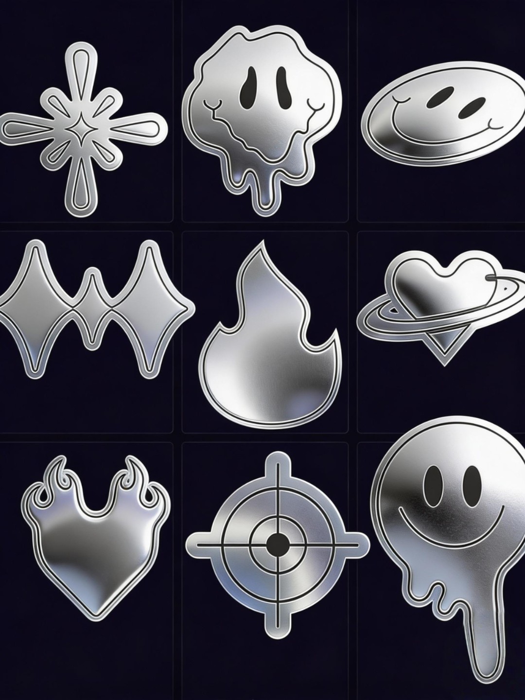 Planche de stickers métallique argenté