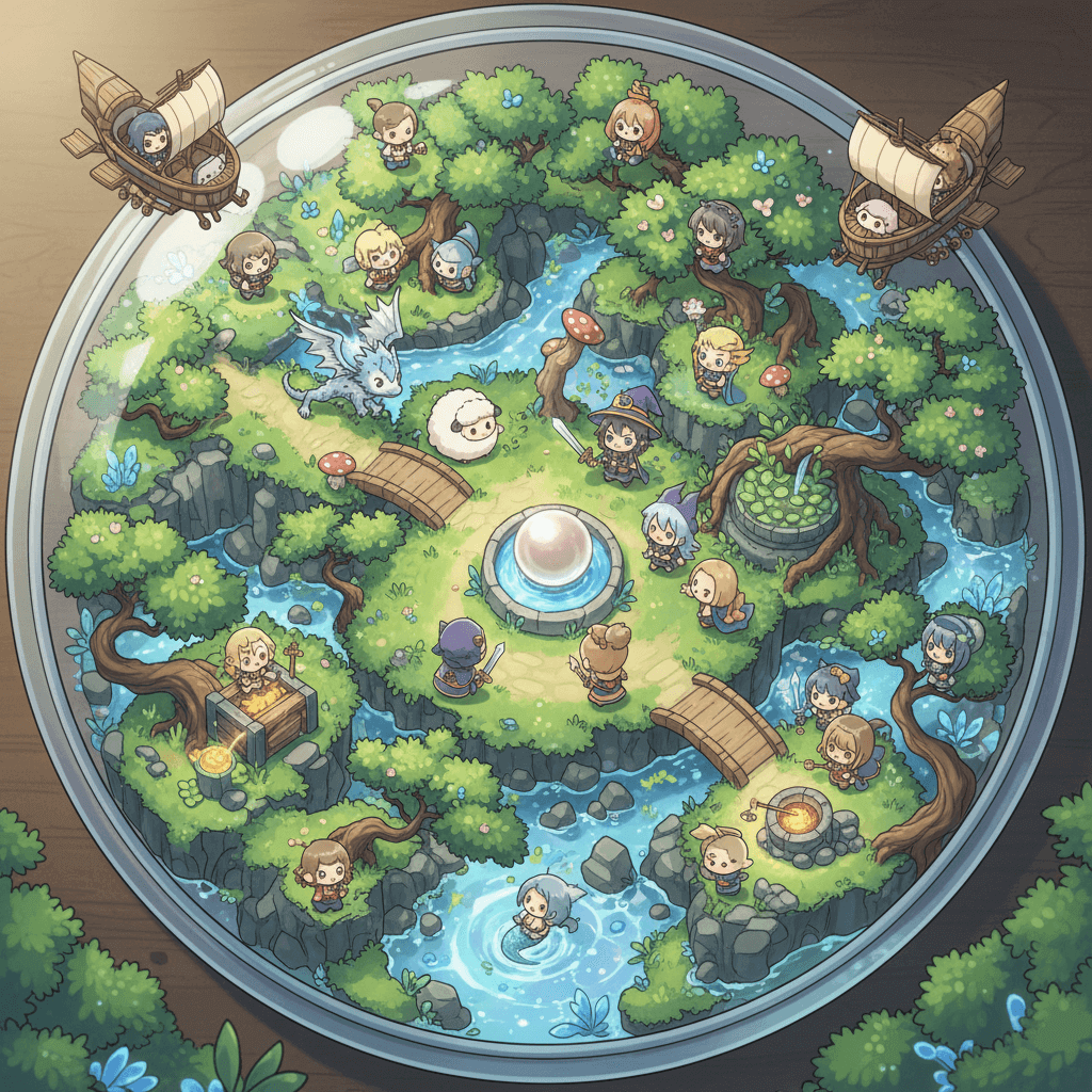 Miniature fantasy anime world