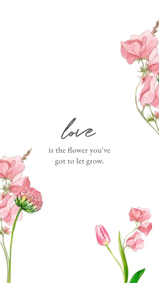 Minimal Illustration Flowers Love Quote Valentines Day Phone Wallpaper