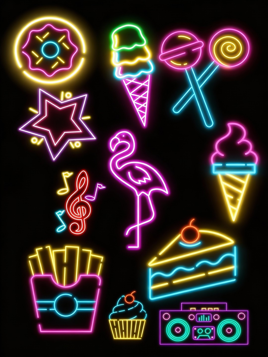 Planche de stickers néon lumineux