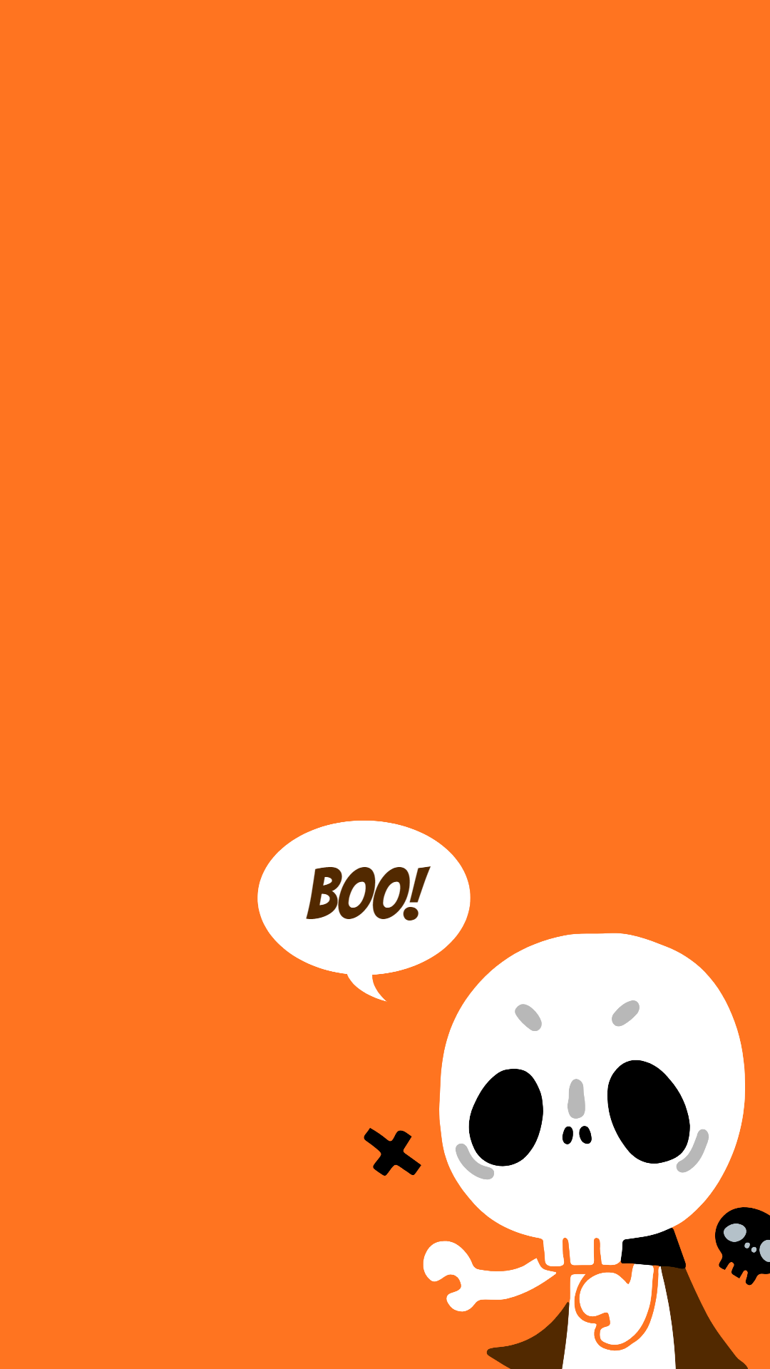 Orange Cute Cartoon Halloween Mobile Wallpaper Template