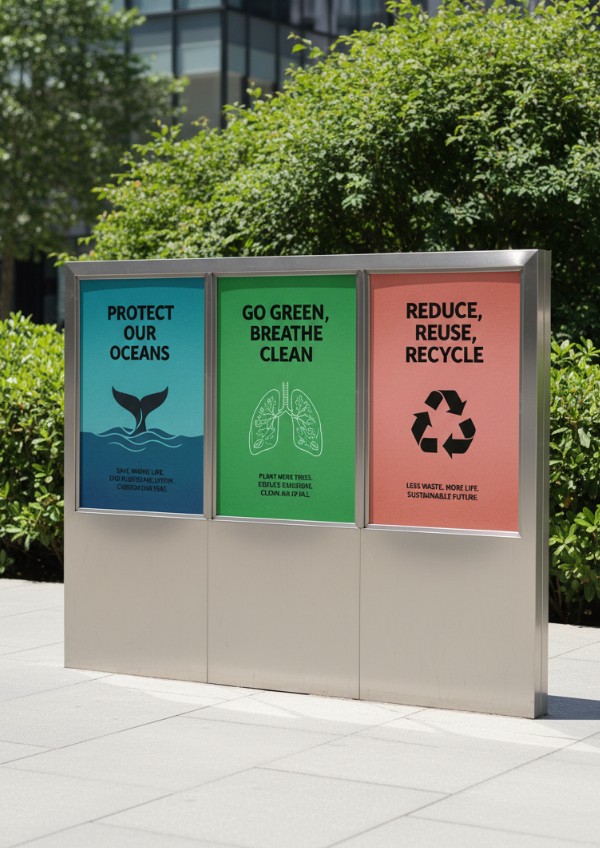 Outdoor Three Poster Mockup