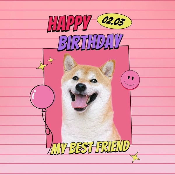 犬用のピンクの誕生日フレーム