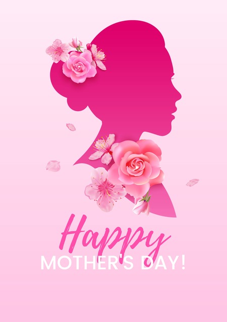 Pink Female Silhouette Mothers Day Poster