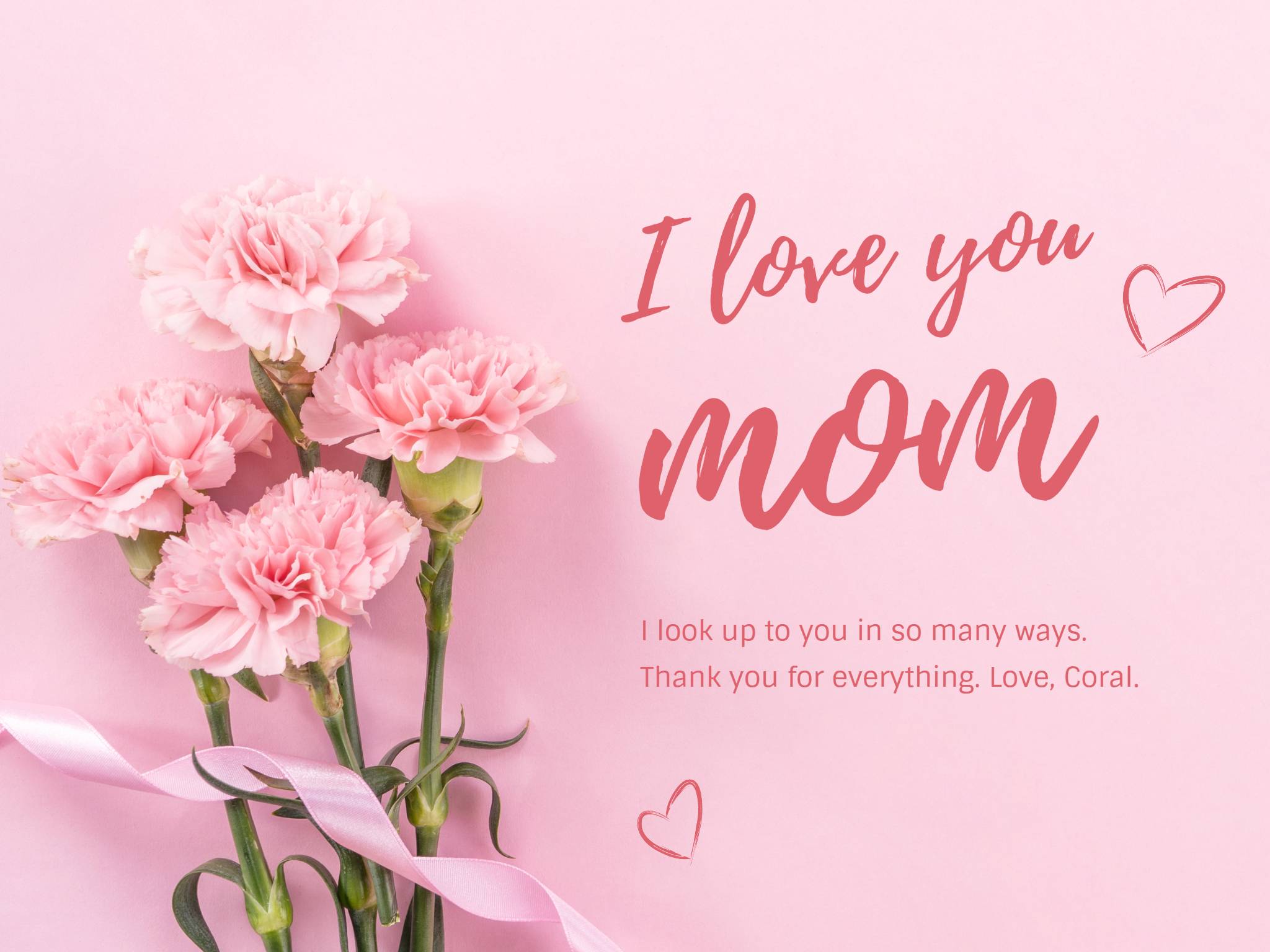 Pink Simple Floral Mothers Day Card