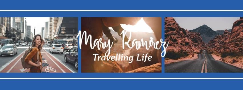 Plantilla de portada de Facebook de banner de collage de viaje azul