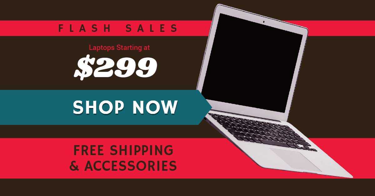 Plantilla de publicidad en Facebook de venta de computadoras portátiles