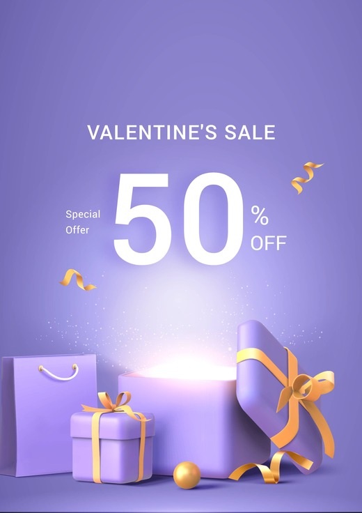 Purple Illustrative Business Valentines Day Flyer