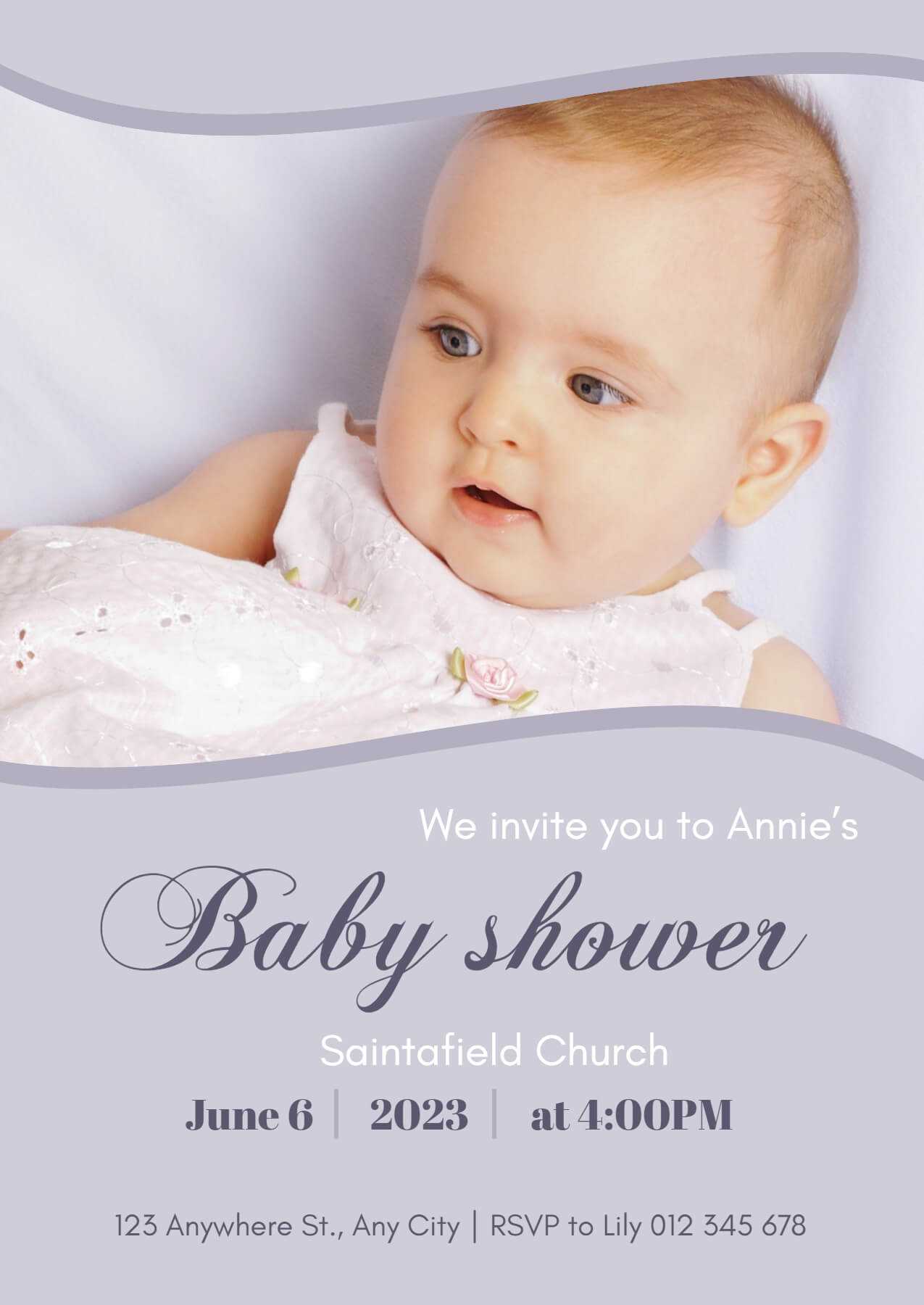 Purple Invitation of Baby Shower