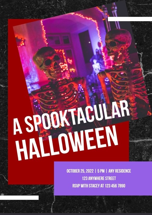 Red And Purple Halloween Invitation Template