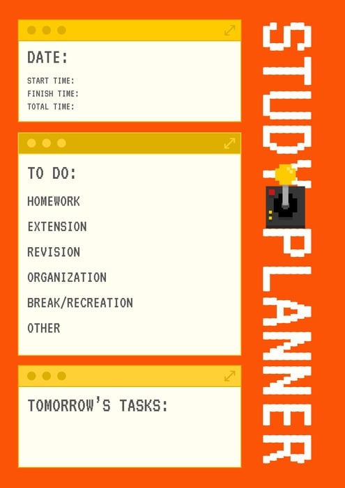 Red Gaming Style Daily Calendar Template for School