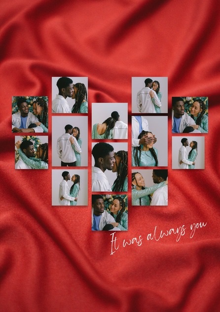 Red Heart Shaped Photo Collage Valentines Day Poster Template