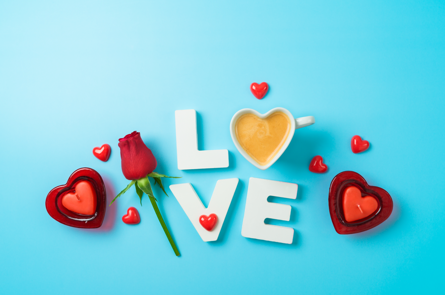 Red Hearts and Roses for Valentines Day