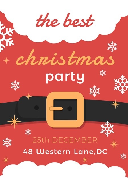 Red Santa Claus Christmas Party Invitation