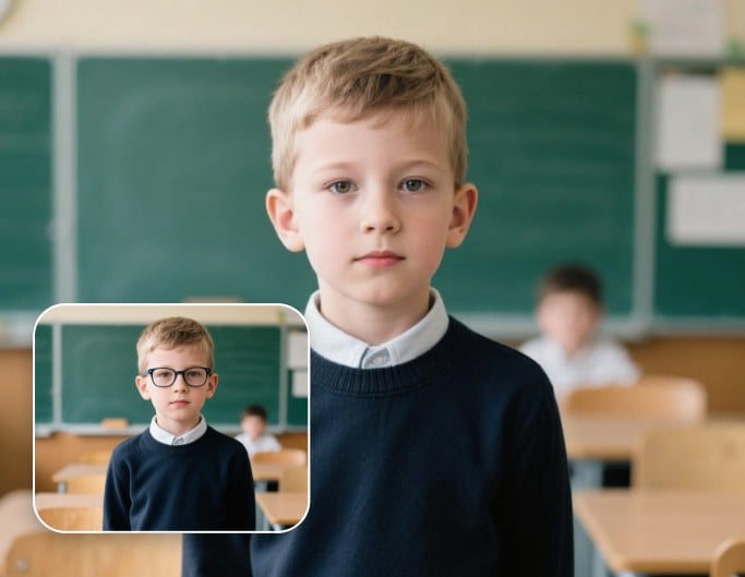 Retirer les lunettes des photos d'enfants