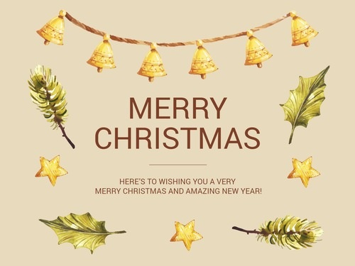 Retro Illustration Merry Christmas Card Template