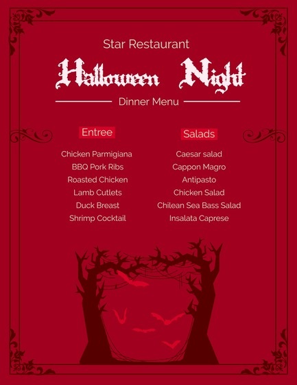 Red Halloween Restaurant Special Offer Menu Template